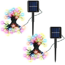 2Pcs Solar Powered String Lights 39.3FT 100LED Beads Fairy Star Lights IP65 Waterproof Decorative Garden Party Christmas Tree Stake Lamps w/ 8 Lightin (Option: StringLight Color)