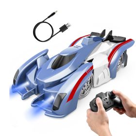 Electric Wall Climbing Car Toy 360° Rotating Shunt Car Remote Control Dual Mode RC Car Rechargeable Toy Car with Headlights Taillights Birthday Christ (Option: RemoteControlCar Blue)