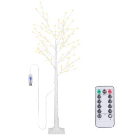 Lighted Birch Tree Artificial White Birch Twig Tree with 8 Warm White Lighting Modes for Wedding Party Christmas Holiday Festival Home Decoration (Option: LightedBirchTree 1.8M)