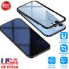Privacy Magnetic Phone Case 360° Full Protection Anti Spy Phone Cover Double Sided Tempered Glass Magnet Absorption Fit for IOS Phone 13 Pro