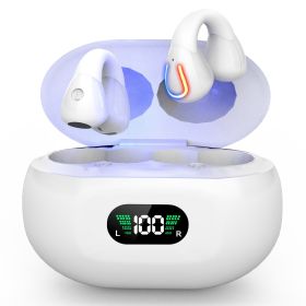 Wireless V5.3 Earbuds Clip-On Open TWS Earphones With Built-In Mic LED Display Charging Case 60H Standby Time IPX3 Waterproof Sweat Resistant Sport Fi (Option: WirelessEarbuds White)