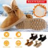 Women Ladies Snow Boots Super Soft Fabric Mid-Calf Winter Shoes Thickened Plush Warm Lining Shoes w/ Anti-slip Rubber Base Bowknot