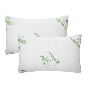2Pcs Bamboo Memory Foam Pillow Hypoallergenic Bed Pillow For Head Neck Rest Sleeping Shredded Pillow Washable Cover Queen Size Pillow (Option: 2PcPillow Queen)