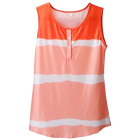 Women Tie-dye Sleeveless Tank Tops Summer Loose T Shirts Tops Button Down Shirts Vest Blouse Plus Size (Option: PlusShirt L  Orange)