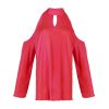 Women\'s Sexy Off The Shoulder Blouses Cold Shoulder Tops V-Neck Long Sleeve T-Shirt Solid Color Summer
