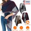 Women Winter Warm Scarf 74.8x25.6In Long Soft Knitted Shawl Extra Thick Plaid Blanket Wrap Cape