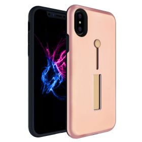 Finger Strap Phone Case for iPhone  8 Drop-prot ection Finger Ring Rugged Phone Case with Kickstand Dual Layer Case (Option: iP8CaseStand RoseGold)