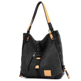 Ladies Canvas Tote Bag Multifunctional Purse Handbag Adjustable Shoulder Rucksack Convertible Backpack Wear-Resistant Dirt-Proof For Women School Offi (Option: LadyToteBag Black)