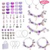 66Pcs Charm Bracelet Making Kit Kids\' Jewelry Necklace Making Kits Colorful DIY Charm Beads Pendant Set Jewelry Decor Supplies with Gift Box for 5-12