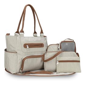 8Pcs Baby Nappy Diaper Bags Set for Mom Dad Mummy Handbags Multifunctional Diaper Changing Bags with Bottle Bag Mesh Bag Purse Diaper Pad 2 Burp Cloth (Option: DiaperBag Khaki)