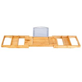 Bathtub Caddy Tray Crafted Bamboo Bath Tray Table Extendable Reading Rack Tablet Phone Holder Wine Glass Holder Shelf Desk Bathroom Spa (Option: BathtubCaddyTray Bamboo)