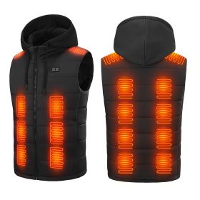 Winter Heated Vest For Men and Women with Detachable Hood 3 Heating Levels 7.4VDC 5V/2A USB Input Unisex Winter Hooded Heated Vest Machine Washable fo (Option: HeatedVest M)