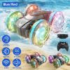 2 In 1 Amphibious RC Car Waterproof Stunt Car with Wrist Controller 4WD 360° Rotating Gesture Car with RGB Lights for Kids Aged 6+ Years Old Double-si