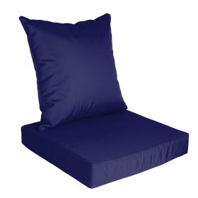 Outdoor Seat Cushion Set Waterproof Patio Furniture Cushion and Back Pillow Fade Resistant Deep Seat Set Chair Pad with Removable Cover for Chair Sofa (Option: SeatCushion DarkBlue)
