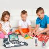 Kids Cash Register Pretend Play Cashier Toy with Scanner Calculator Credit Card Money Grocery Products Educational Toy Gift for Kids Aged 3 4 5 6 Year