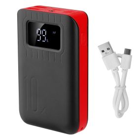 10000mAh Portable Power Bank External Battery Pack Charger Dual USB Charge Ports with LCD Display Flashlight Type C Micro USB Lightning Input Ports (Option: PowerBank Red)