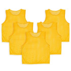 5Pcs Mesh Scrimmage Vests Soccer Basketball Team Training Pinnies Jerseys Shirt Adult Plus Size (Option: Bibs YellowAdultPlus)