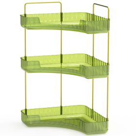 Bathroom Countertop Organizer 3 Tier Corner Makeup Storage Shelf Vanity Cosmetic Perfume Tray Clear Corner Rack for Bedroom Bathroom Kitchen (Option: Organizer 3TierGreen)