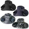 Outdoor Wide Brim Sun Hat With 2 Rechargeable Fans Solar Powered 3 Wind Speeds UPF50+ Breathable Waterproof Nylon Mesh Outdoor Hat For Hiking Camping