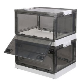 2 Packs Foldable Storage Bins Collapsible Storage Box Organizer Stackable Toy Container with Double Doors Top Lid Rolling Wheels for Clothes Toys Book (Option: 2PcsStorageBins BN56L)