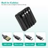 10000mAh Portable Charger Power Bank External Battery Pack w/ 4 Built-in Cables w/ LED Flashlight