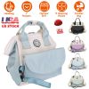 Baby Nappy Diaper Bag with 6 Pockets Burp Cloth Adjustable Shoulder Strap Detachable Small Bag Multifunctional Diaper Changing Bag with 2 Insulated Po