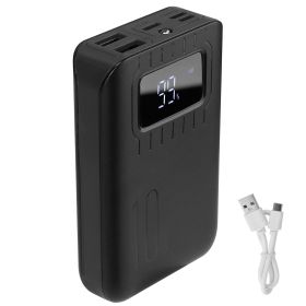 10000mAh Portable Power Bank External Battery Pack Charger Dual USB Charge Ports with LCD Display Flashlight Type C Micro USB Lightning Input Ports (Option: PowerBank Black)