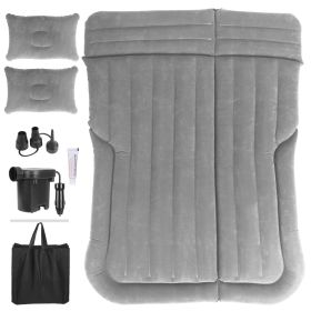 Inflatable SUV Air Mattress Thickened Camping Bed Cushion with Pillow Air Pump Storage Bag PVC Flocked Car Bed for Home Car Travel Camping (Option: CarAirMattress Grey)