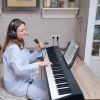 Folding Piano Keyboard 88 Keys Rechargeable Full Size Semi Weighted Piano Digital Electronic Piano with LCD Screen Carry Bag Mic Sheet Music Stand Sti