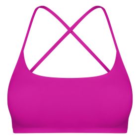 Women Cross Back Sport Bras Padded Strappy Crop Open Back Low Impact Bras Sexy Fitness Tank Tops with Removable Pads Thin Straps for Gym Yoga Workout (Option: Bra RoseRedXL)