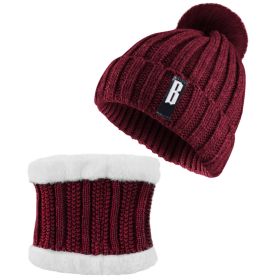 Winter Beanie Hat Scarf Set Women Warm Knitting Skull Cap Neck Warmer for Walking Running Hiking Camping Outdoors Gift (Option: KnittedHat Red)