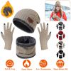 Winter Knitted Hat Scarf Gloves 3Pcs Winter Warm Beanie and Touch Screen Gloves Scarf Set Knit Beanie Skull Cap Neck Warmer Mittens for Men Women