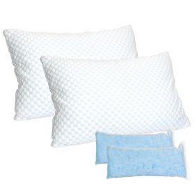 2 Pack Shredded Memory Foam Pillows Adjustable Cool Pillows with Extra Filling Machine Washable Cover for Side Back Stomach Sleepers (Option: Pillow Queen2Pc)