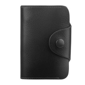 Credit Card Holder Wallet PU Leather Snap Closure Purse Accordion Case with 12 Pcs Card Slots (Option: LeatherCardWallet Black)