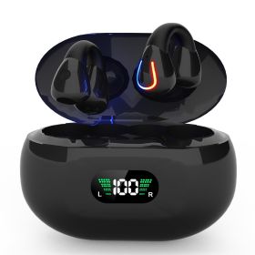 Wireless V5.3 Earbuds Clip-On Open TWS Earphones With Built-In Mic LED Display Charging Case 60H Standby Time IPX3 Waterproof Sweat Resistant Sport Fi (Option: WirelessEarbuds Black)