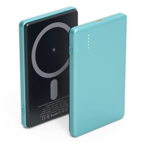2 In 1 5000mAh 8MM Slim MagSafe Wireless Power Bank PD20W Magnetic Fast Charger Portable Phone Charger Fit for IOS Phone 15 14 13 12 Series And More (Option: PowerBank Cyan)