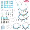 66Pcs Charm Bracelet Making Kit Kids\' Jewelry Necklace Making Kits Colorful DIY Charm Beads Pendant Set Jewelry Decor Supplies with Gift Box for 5-12