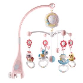 Baby Musical Crib Bed Bell Rotating Mobile Star Projection Nursery Light Baby Rattle Toy w/ Music Box Remote Control (Option: NuseryLullabyToy Pink)