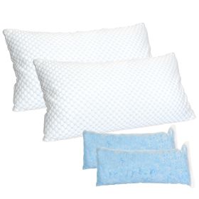 2 Pack Shredded Memory Foam Pillows Adjustable Cool Pillows with Extra Filling Machine Washable Cover for Side Back Stomach Sleepers (Option: Pillow King2Pc)