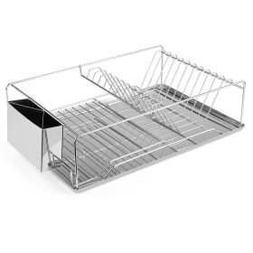 Dish Drying Rack Stainless Steel Dish Rack w/ Drainboard Cutlery Holder Kitchen Dish Organizer (Option: DishRack Small)