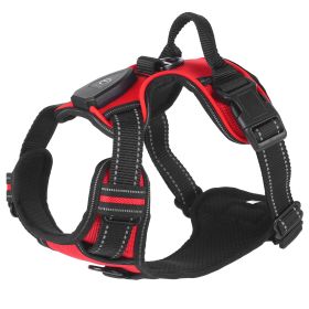 Light Up Dog Harness Rechargeable LED Dog Harness No Pull Lighted Dog Vest with Handle for Small/Medium/Large Dogs (Option: DogHarness RedXL)