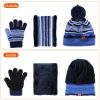 Winter Kids Knitted Hat Scarf Gloves 3Pcs Boys Girls Winter Warm Beanie Hat and Glove Scarf Set Beanie Neck Warmer Mittens for 4-7-Year-Old Kids