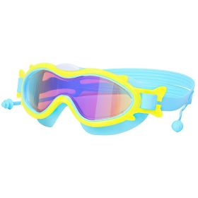 Kids Swim Goggles With Ear Plugs UV Protection Anti-Fog Leak Proof Wide View Pool Swimming Goggles For Youth Boys Girls Aged 3-16 Years Old Summer Bea (Option: Goggle BlueYellowRim)