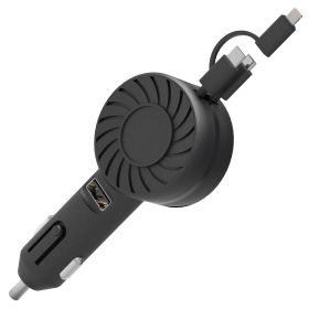 21W 3 In 1 Retractable Car Charger Fast Car Charger Mini Car Phone Charger with USB Port Type-C Cable LT & Micro Cable Fit For IOS Phone 15/14/13 And (Option: CarCharger Black)