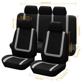 9Pcs Full Set Car Seat Covers For Auto Truck SUV Universal Front Rear Car Seats Headrest Protectors Split Bench Compatible (Option: CarSeatCover Grey)
