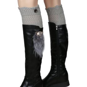 Women Winter Crochet Knit Leg Warmers (Option: GiftSockCuffsWarmer Grey)