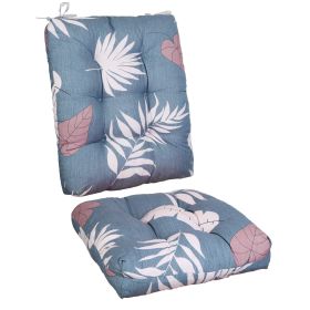 2Pcs Rocking Chair Cushion Upper And Lower Back And Seat Sets with Non-Slip Ties Polyester Fiber Filling Comfortable for Indoor Home Office Car (Option: Pad BlueGreyLeaf)