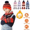 Winter Kids Knitted Hat Scarf Gloves 3Pcs Boys Girls Winter Warm Beanie Hat and Glove Scarf Set Beanie Neck Warmer Mittens for 4-7-Year-Old Kids