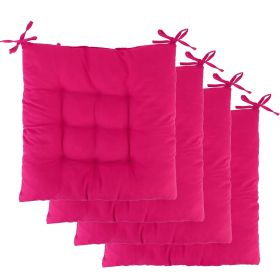 4Pcs Chair Cushion Pads Pillow 15.75x15.75x2.37in Soft Tie On Square Sitting Mats For Home Office Car Sitting Travel (Option: ChairSeatPad Red)