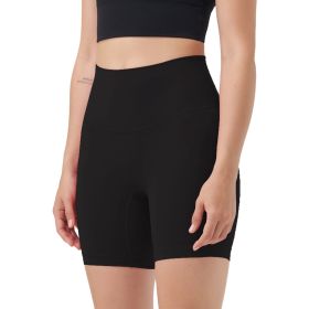 Women\'s High Waist Biker Shorts Tummy Control Pants Athletic Leggings Spandex Booty Shorts with 6.3In Inseam No Front Seam for Workout Yoga Running V (Option: BikerShorts BlackL)